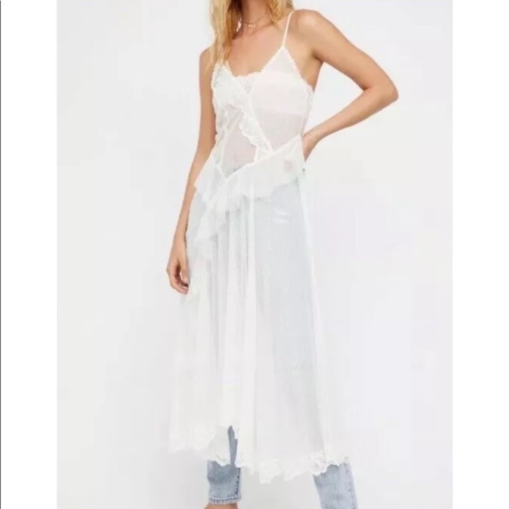 NWT in FP bag Hello Dot slip mesh sheer dress